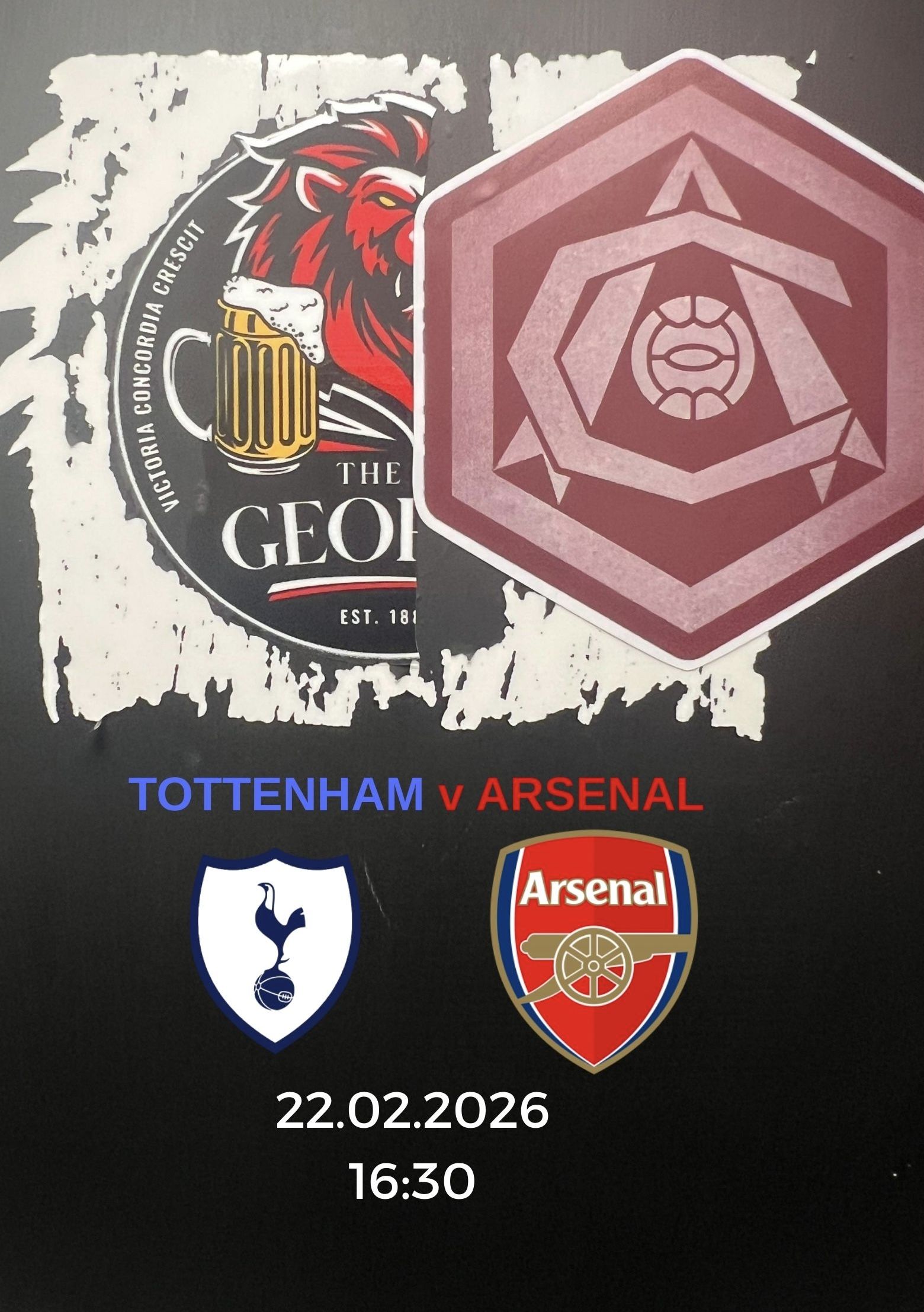 Tottenham v Arsenal Screening (North London Derby)